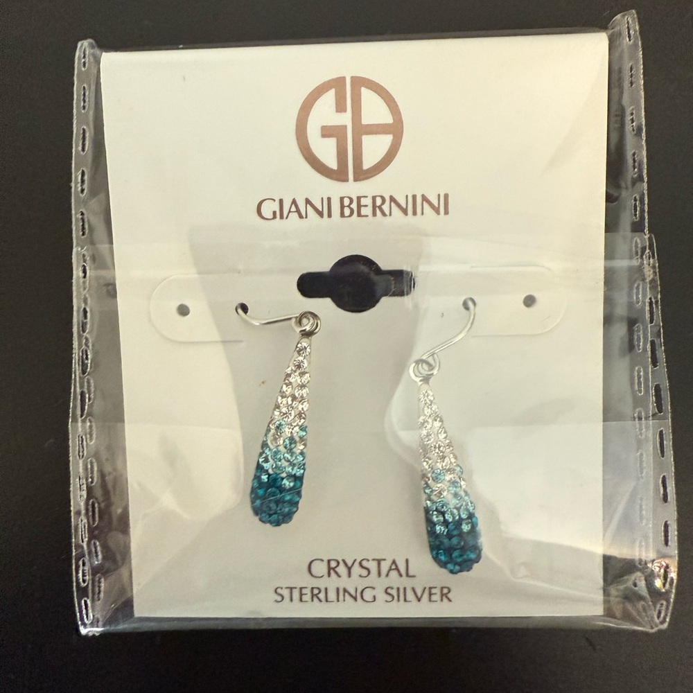 Giani Bernini Teal and Silver Crystal Earrings